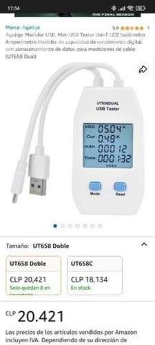 Tester Usb, almacenamiento voltimetro/amperímetro