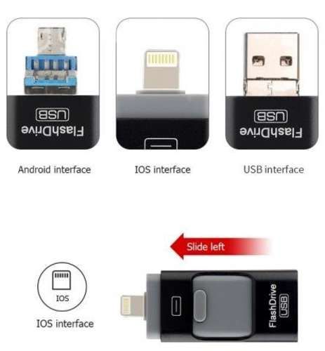 Pendrive OTG 4 en 1 USB 64gb Micro USB Tipo C