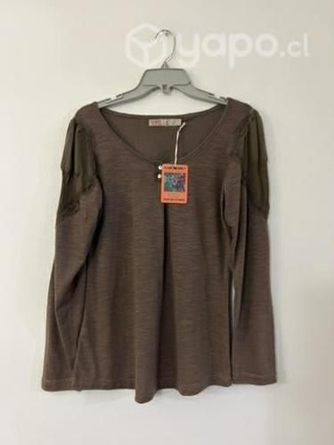 Polera Elástica Marca Mor Talla L Taupe