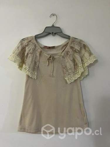 Polera Elástica Marca Mor Talla M Color Beige