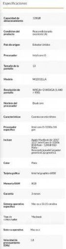 Apple, Macbook Air 13.3" Core-i5 8GB RAM 128