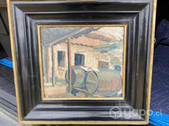 Antiguo cuadro oleo pintura Chilena Atria Dominico