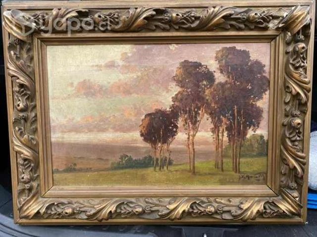 Antiguo cuadro oleo sobre tela Paisaje