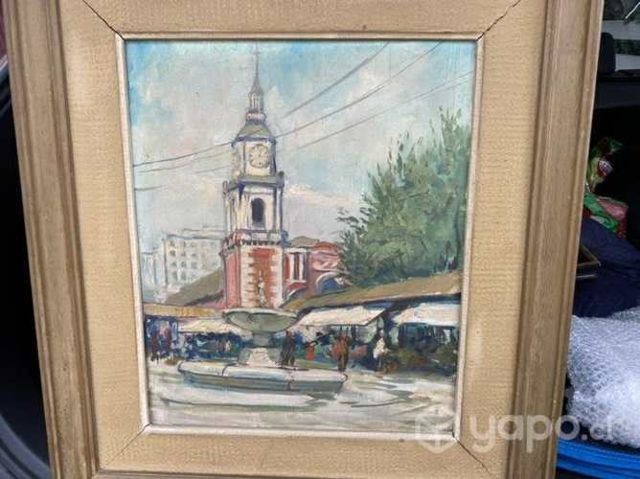 Antiguo cuadro pintura chilena Iglesia San Francis