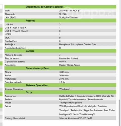 Nootebook Aspire nuevo