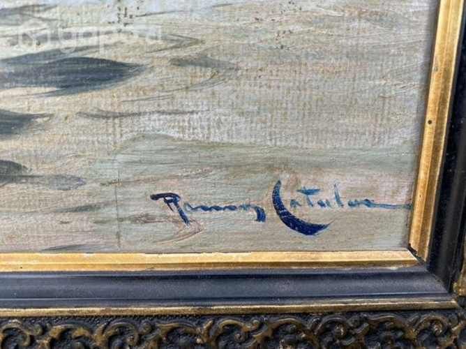 Antiguo cuadro pintura chilena Ramos Catalan Valpo