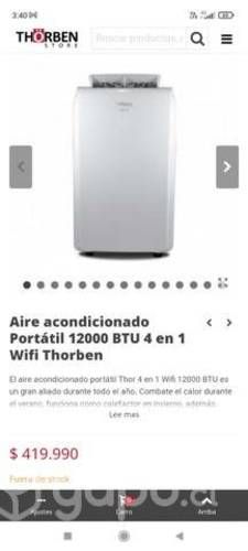 Aire portátil 12000 btu frío/calor, wifi