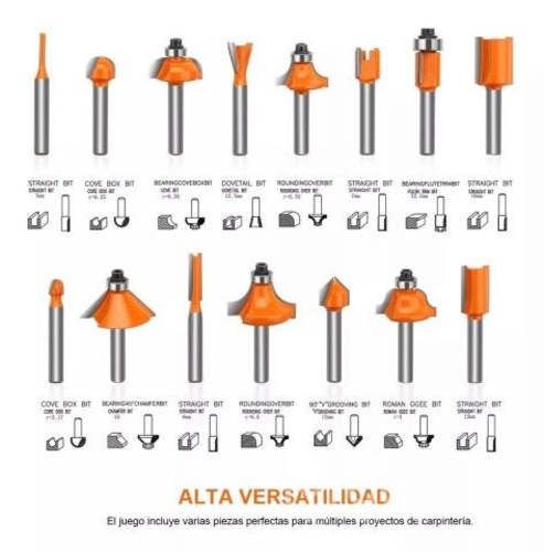 Juego Brocas Routerbit 15 Pcs 1/4 - 6.35 Mm