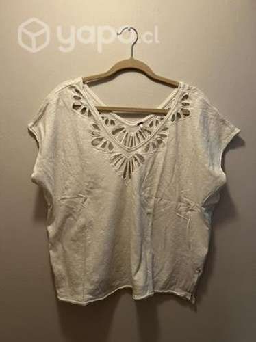 Polera blanca manga corta oversize Free People
