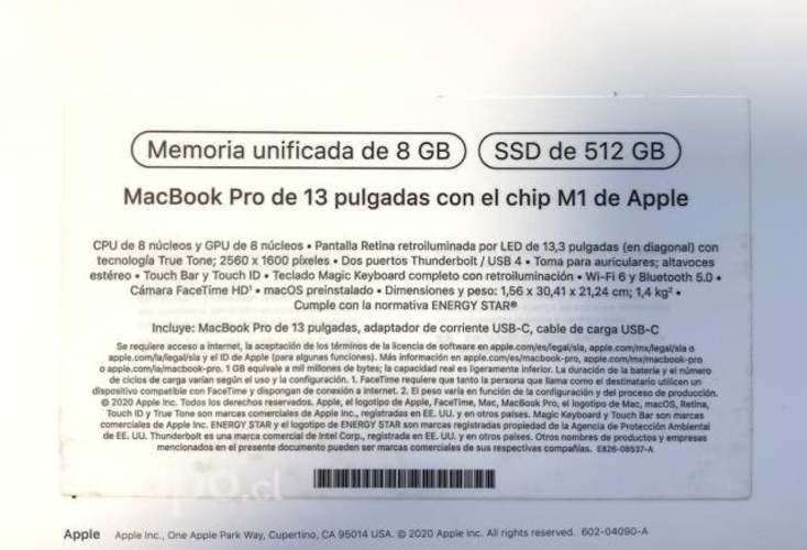 MacBook Pro chip M1 8gb RAM