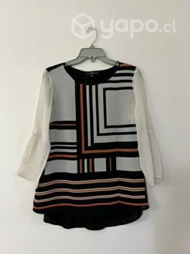 Blusa Geométrica Marca Mor Talla S Negro