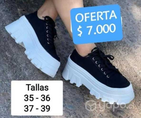 Zapatillas lona mujer negra con blanco