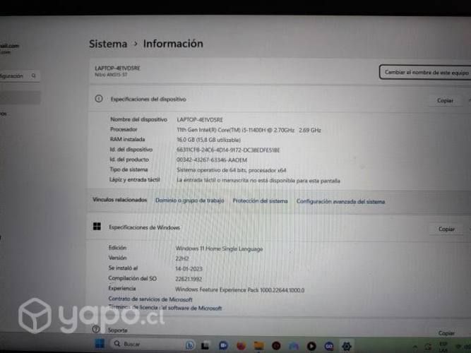 Se vence Acer nitro 5