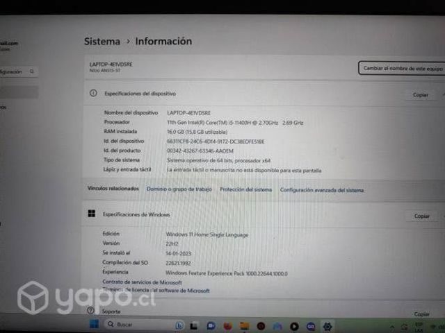 Se vence Acer nitro 5