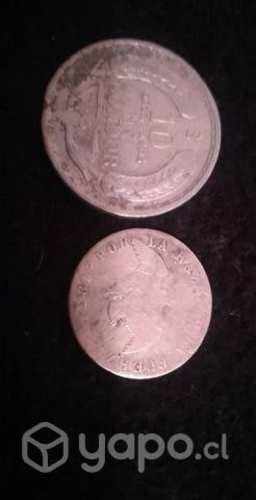 Monedas antigua chile 20 centavos y un peso