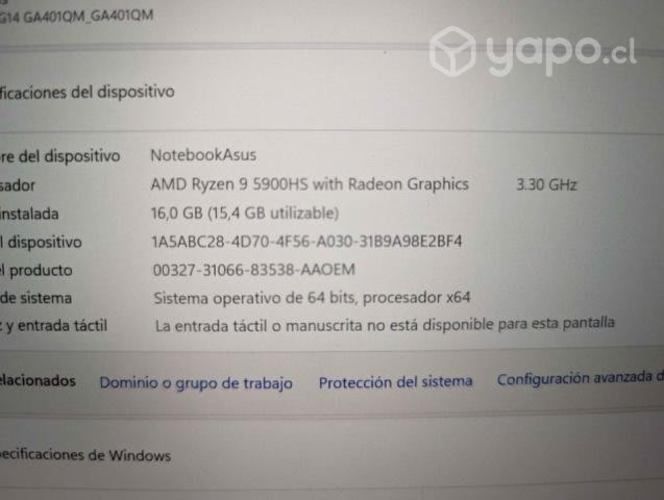 Asus Rog Zephyrus G14 / Ryzen 9 5900hs / rtx 3060