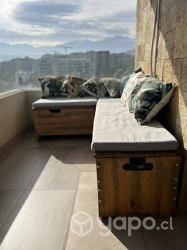 Mueble asientos de terraza madera con cajon