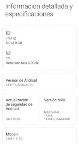Xiaomi 11t pro sin detalles