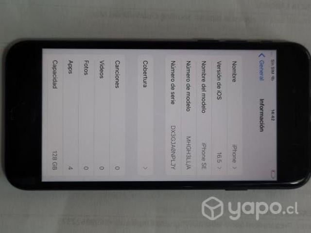 IPHONE SE 2022 128 gigabites