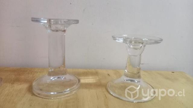 Set bases dulces candelabros cristal doble funcion