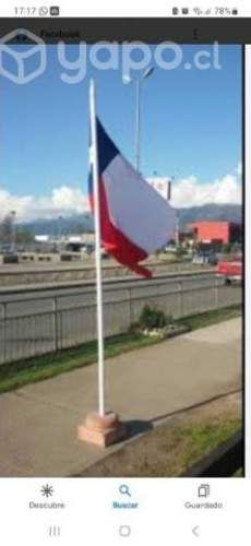 Bandera chilena con mastil, sin base