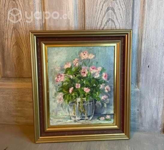 Antiguo óleo de rosas año 1987