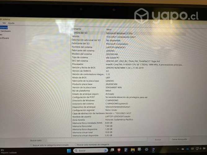 Notebook Lenovo ThinkPad X1 Yoga, perfecto estado