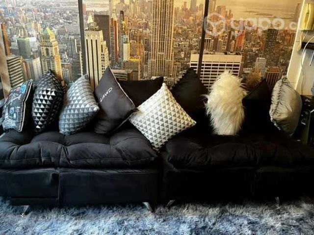 Butacas reclinables felpa negro