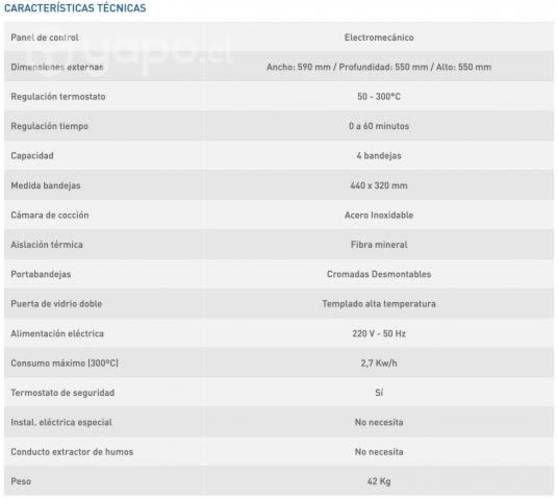 Horno convector eléctrico 4 bandejas