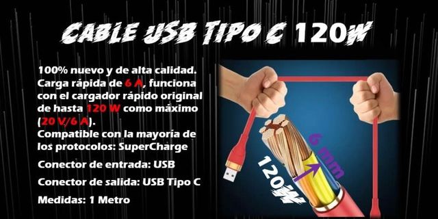 Cable USB Tipo C 120W