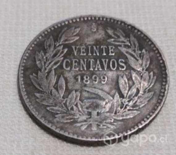 Moneda 20 ctvs 1899 chile