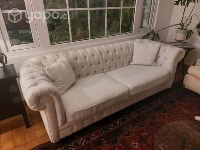 Sillón 3 cuerpos capitoné blanco