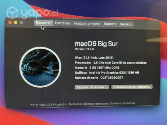 Apple iMac 21.5 pulgadas Late 2015 Core I5