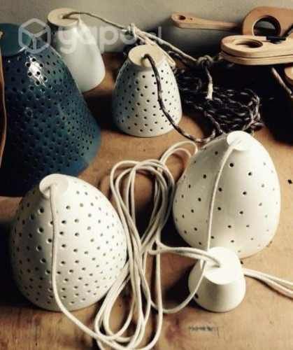 Lampara colgante de ceramica gres