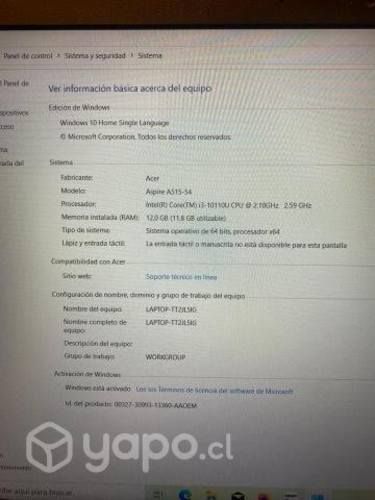 notebook ACER ASPIRE perfecto estado