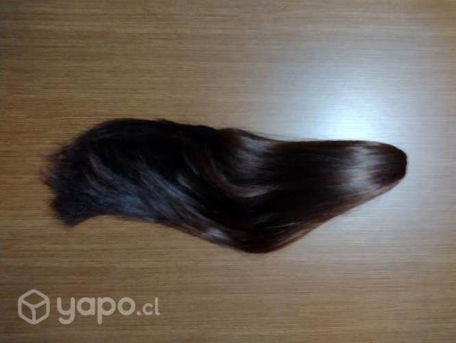 Postizo, cabello natural, rojo caoba.