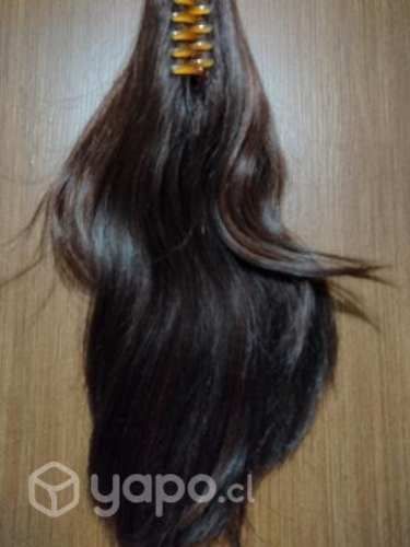 Postizo, cabello natural, rojo caoba.