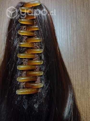 Postizo, cabello natural, rojo caoba.