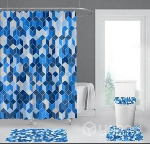 Set de baño con cortina 4 piezas