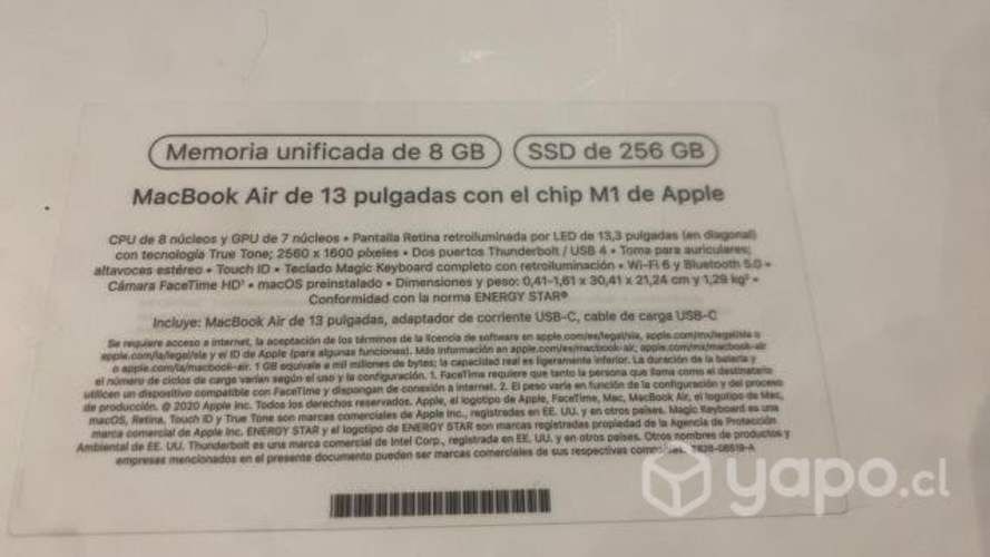 Macbook Air Rose M1 8gb de ram, 256gb ssd, tipo C