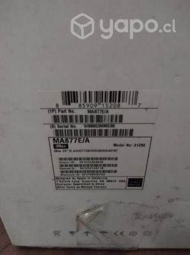 IMAC 20; /2.4GHZ/1GB/320GB/SD/AP/ST para repuesto