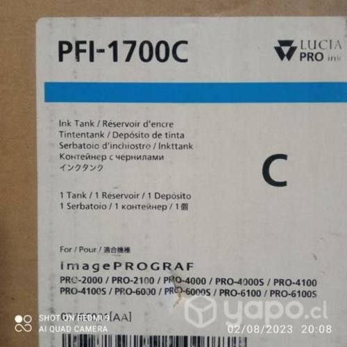 Tinta canon pfi 1700c cyan original de 700ml