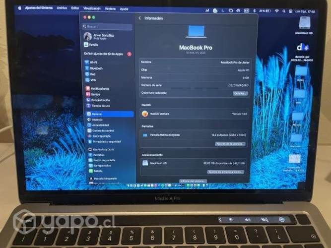Macbook Pro 2020 M1, Touchbar