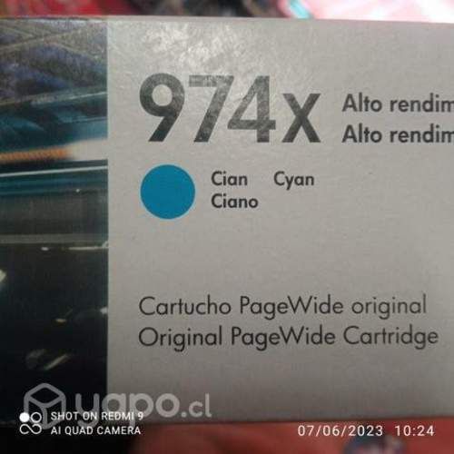 Tinta HP 974x cyan original de alta