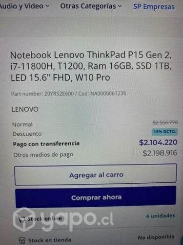 Notebook thinkpad p15 gen 2