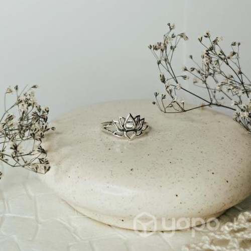 Anillo Ajustable Plata 925 Flor de Loto