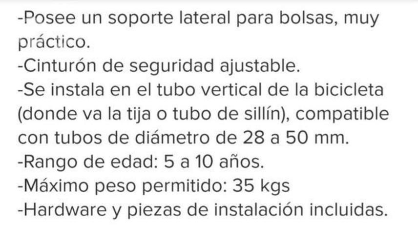 Silla bicicleta niños