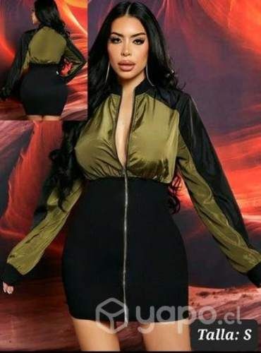 Vestido ajustado de dos tonos con cierre delantero