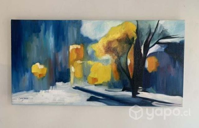 Cuadro pintado al Óleo, Paisaje invernal