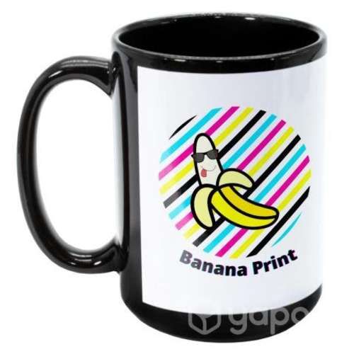 Taza Negra Personalizada 15 Onzas/ Banana Print